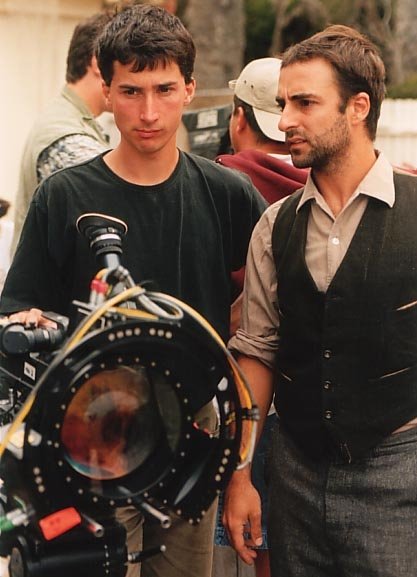 Matthias Grunsky with director Jorge Gaggero filming their thesis film at the American Film Institute in Los Angeles, 2001